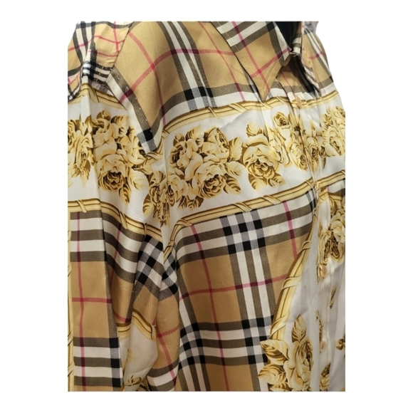 Burberry Paneled Archive Scarf Print Silk Shirt  SZ IT 38 / US 4 Italy RARE - Picture 3 of 15